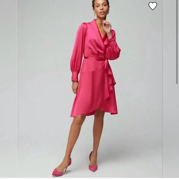 NWT WHBM Fuscia Pink Wrap Dress - Picture 2 of 7